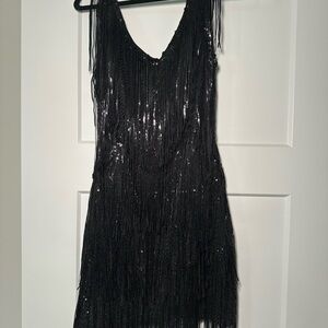 Elegant Black Fringe Dress